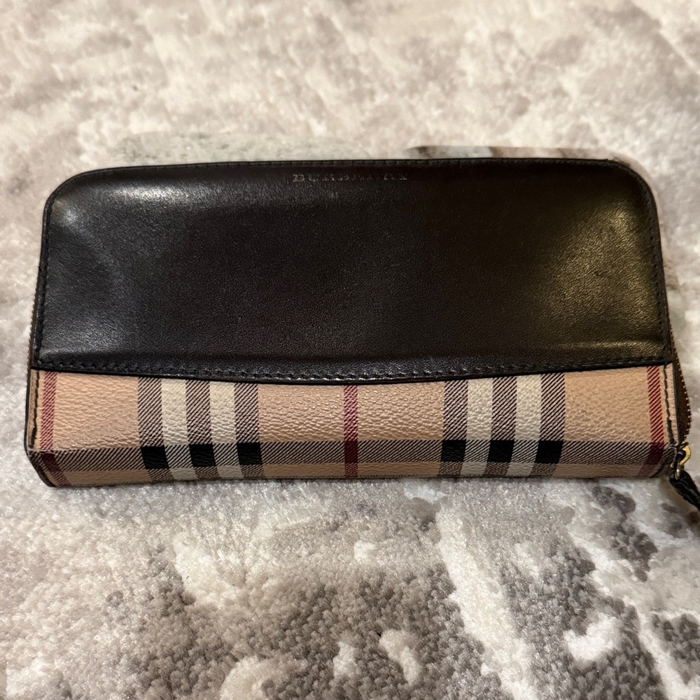 Burberry Dark Brown and Beige Check Wallet